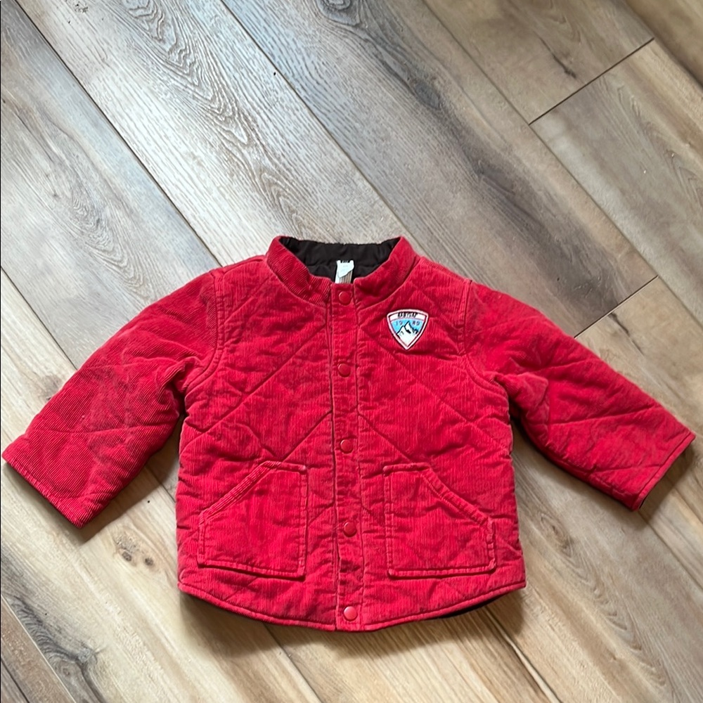 Vintage Gap Size 18-24 Months Red Quilted Jacket with Patch